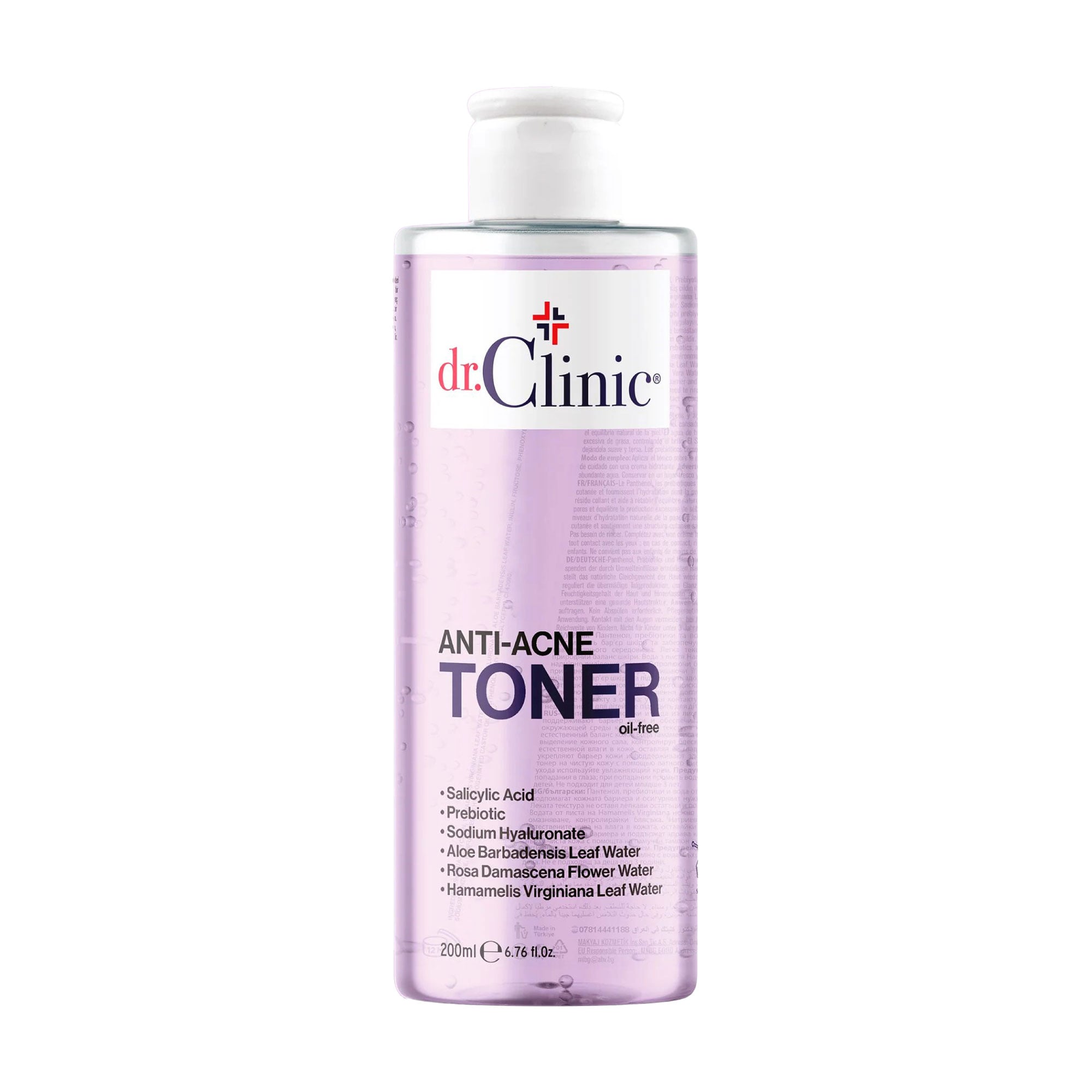 Тонік для обличчя Dr.Clinic Anti-Akne Toner проти акне, з саліциловою кислотою та пребіотиками, 200 мл
